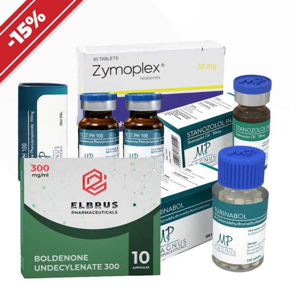 Ciclo para la fuerza: personas con experiencia [II]. Boldenona + Fenilpropionato de testosterona + Estanozolol (suspensi?n) + Turinabol